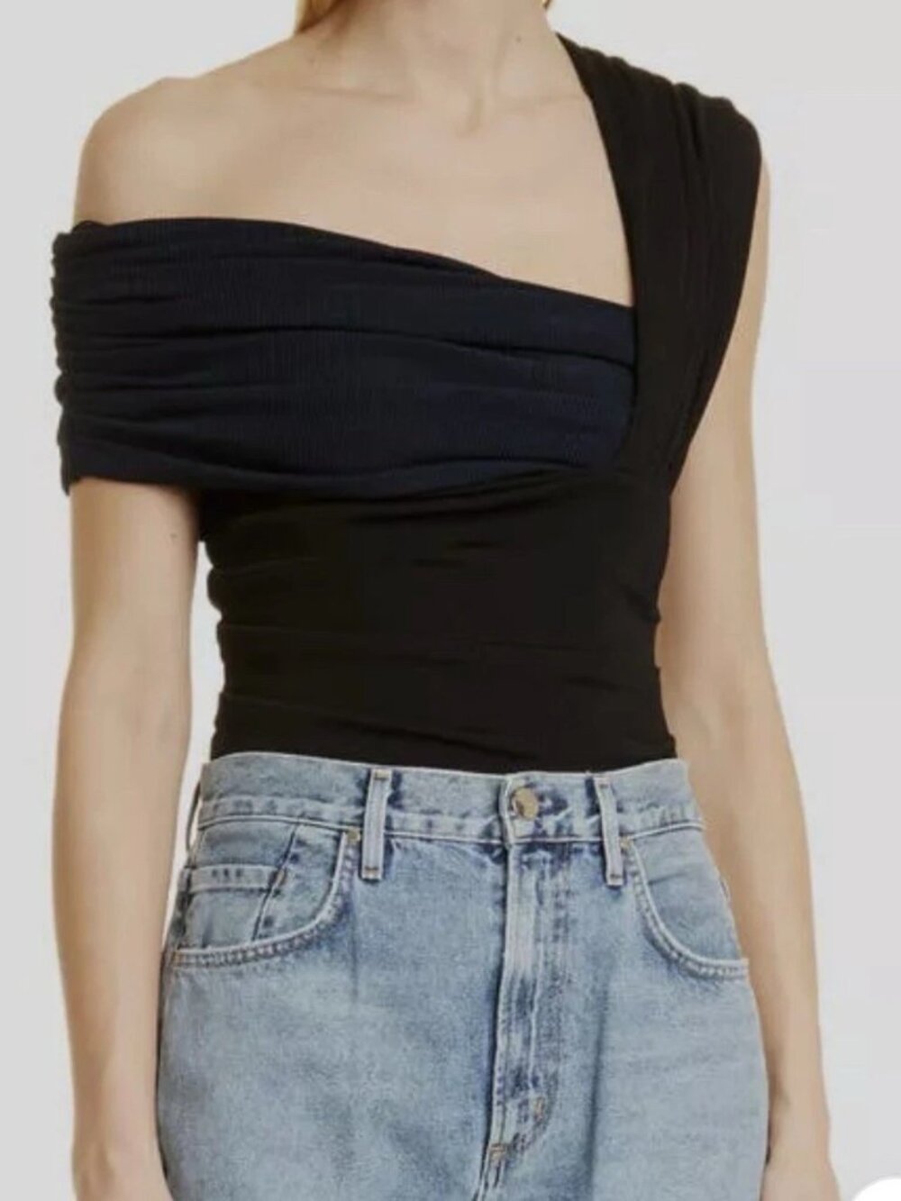 Goldsign Luxury Blue & Black Crossover One-Piece Top - NWT's